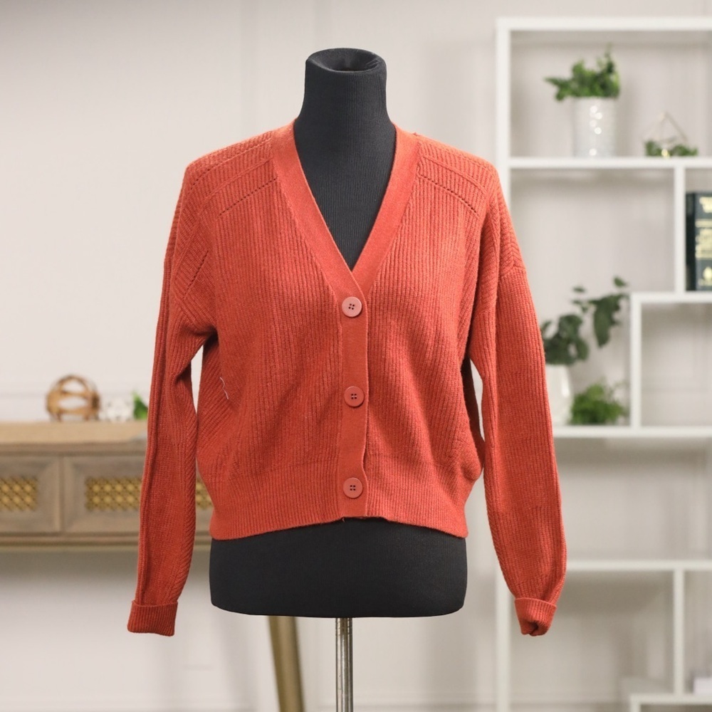 Cyrus Women's Burnt Orange Cardigan Sweater